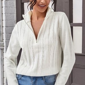 Zip Up Cable Knit Sweater